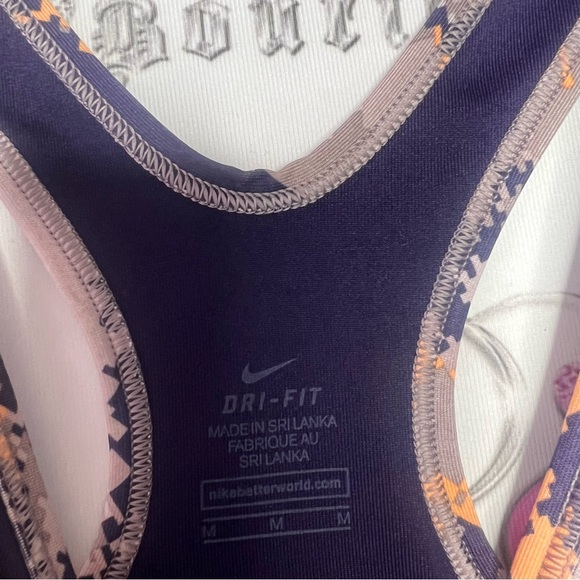 Nike dri fit sports bra orange grey purple white camo style logo front stretchy - Picture 7 of 8